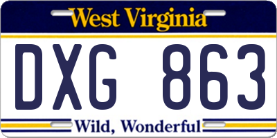 WV license plate DXG863