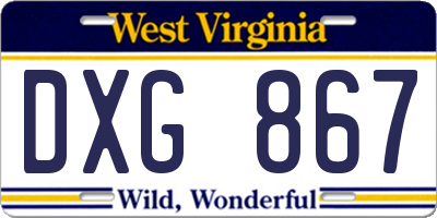 WV license plate DXG867