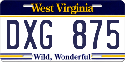 WV license plate DXG875