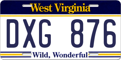WV license plate DXG876