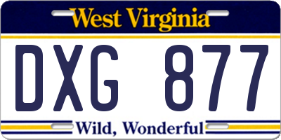 WV license plate DXG877