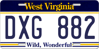 WV license plate DXG882