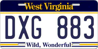 WV license plate DXG883