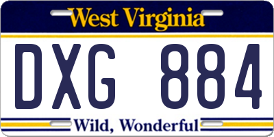 WV license plate DXG884