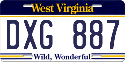 WV license plate DXG887