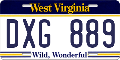 WV license plate DXG889