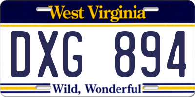 WV license plate DXG894
