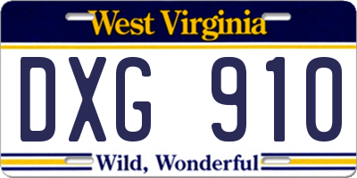 WV license plate DXG910