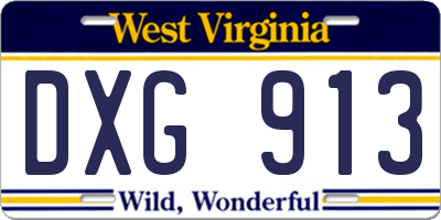 WV license plate DXG913