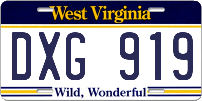WV license plate DXG919