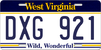 WV license plate DXG921
