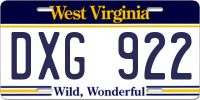 WV license plate DXG922