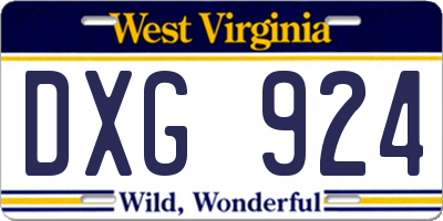 WV license plate DXG924