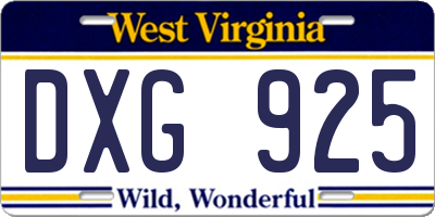 WV license plate DXG925