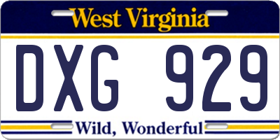 WV license plate DXG929