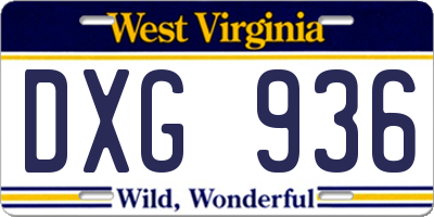 WV license plate DXG936