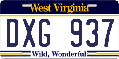 WV license plate DXG937