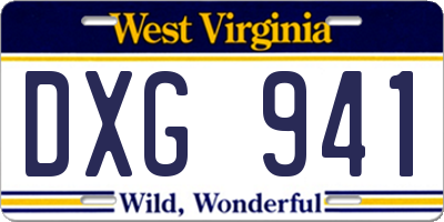 WV license plate DXG941