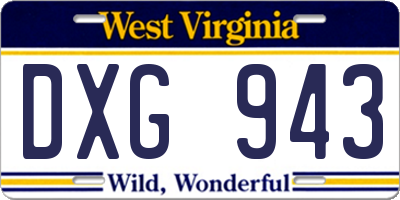 WV license plate DXG943