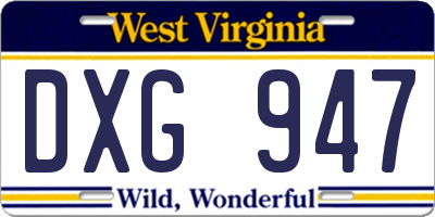 WV license plate DXG947