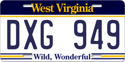 WV license plate DXG949