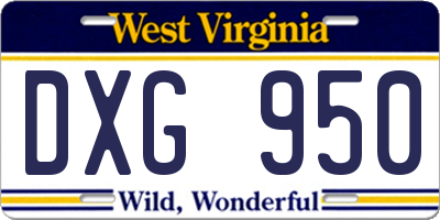 WV license plate DXG950