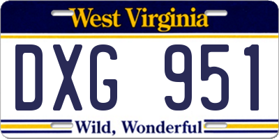 WV license plate DXG951