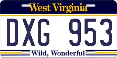 WV license plate DXG953