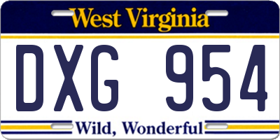 WV license plate DXG954