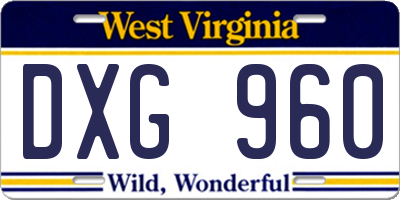 WV license plate DXG960