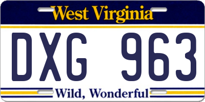 WV license plate DXG963
