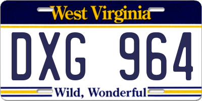 WV license plate DXG964