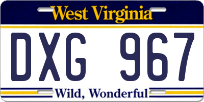 WV license plate DXG967