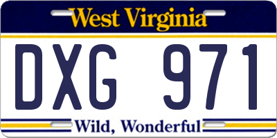 WV license plate DXG971