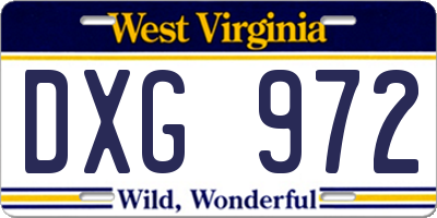 WV license plate DXG972