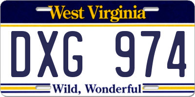WV license plate DXG974