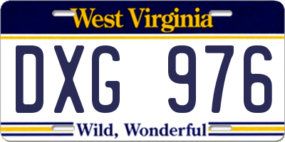WV license plate DXG976