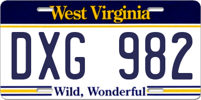 WV license plate DXG982