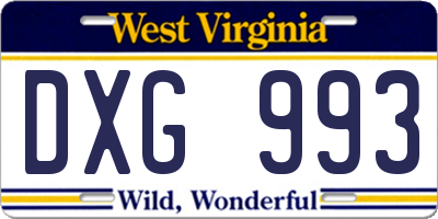 WV license plate DXG993