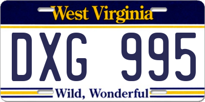 WV license plate DXG995