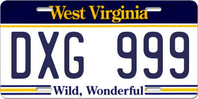 WV license plate DXG999