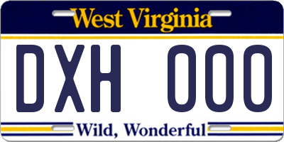 WV license plate DXH000