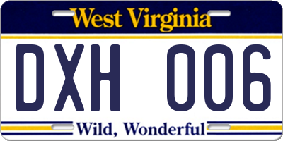 WV license plate DXH006