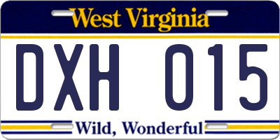 WV license plate DXH015