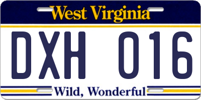 WV license plate DXH016