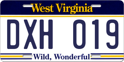WV license plate DXH019