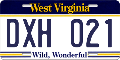 WV license plate DXH021