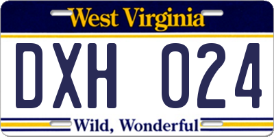 WV license plate DXH024