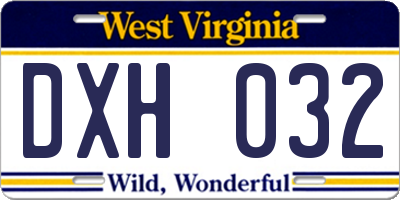 WV license plate DXH032
