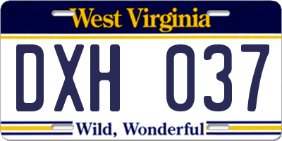 WV license plate DXH037